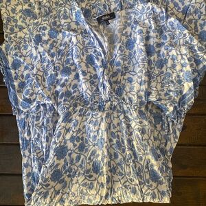 Lulu’s French Floral Blue Maxi Dress Large